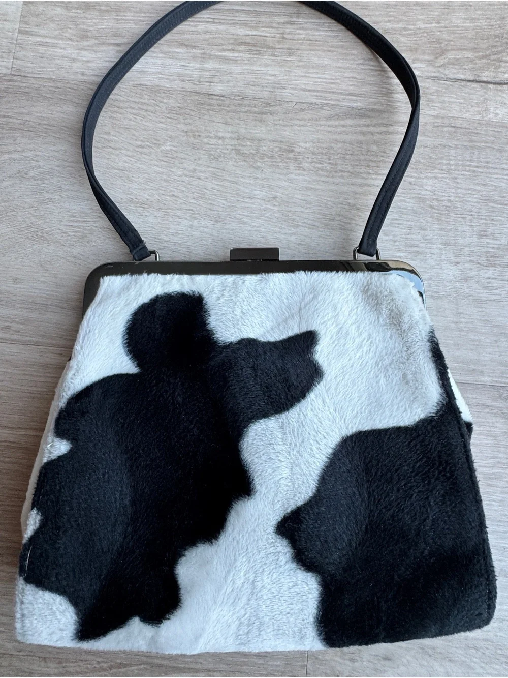 GUESS Y2K Cow Print Faux Fur Top-Handle Bag - Picture 7 of 10